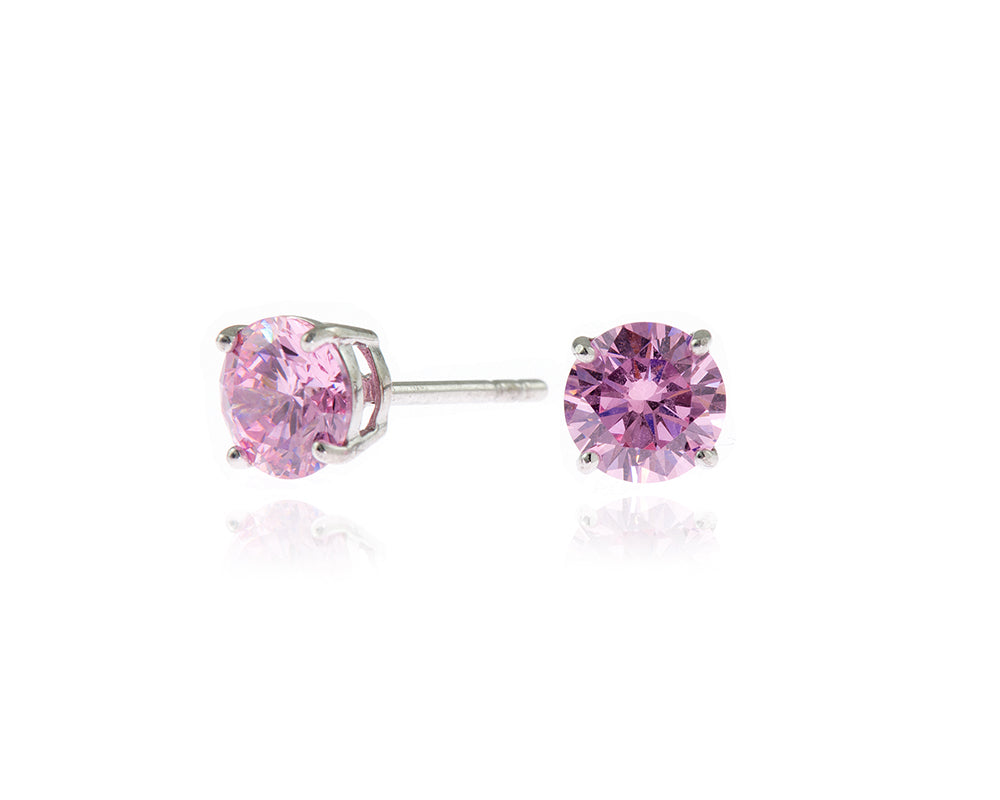 Lana 6mm Silver Pink Earrings 480422R023