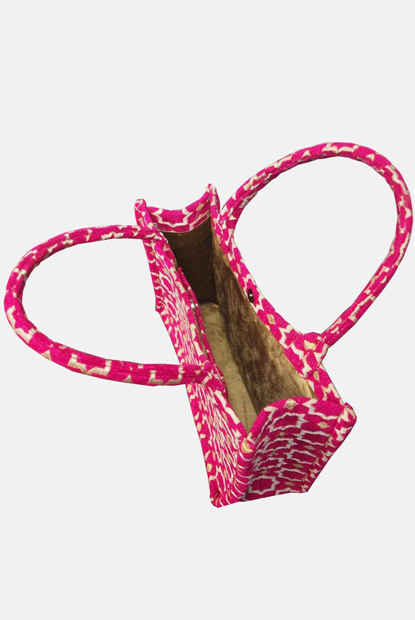 Moroccan Geometric Print Fabric Tote Bag In Pink 8003