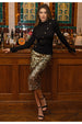 Sequin Midi Skirt In Black Gold by Angeleye