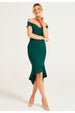 Bardot Sweetheart Bodycon Dress With Asymmetrical Frill Hem by Angeleye