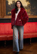 Faux Fur Short Coat In Burgundy by Angeleye