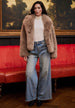Faux Fur Short Coat In Coffee by Angeleye