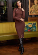 Midi Bodycon Dress In Brown by Angeleye