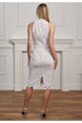 Lace Halterneck Midi Dress In White by Angeleye