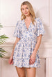 White Mini Dress With Blue Florals by Angeleye