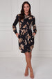 Black Mocha Statement Floral Mini Shirt Dress by LOVE SUNSHINE