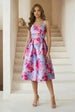 Sleeveless Floral Fit And Flare Midi Dress In Blue by Chi Chi London