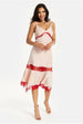 Elegant Pink Midi Dress With Lace Details by Liquorish