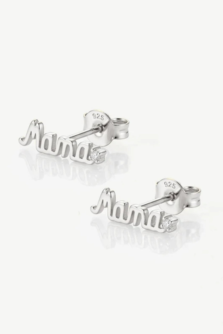 Mama Script Stud Earrings 681