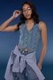 Denim Fitted Waistcoat by Pink Vanilla