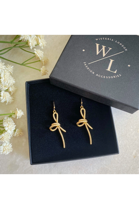 Mirabelle Gold Cz Bow Earrings MIRABELLEER