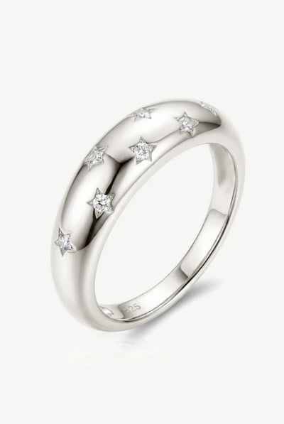 Silver - Moissanite Star Dome Ring by MUCHV