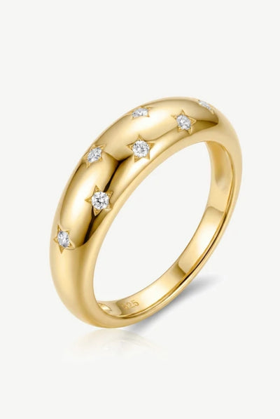 Gold - Moissanite Star Dome Ring by MUCHV