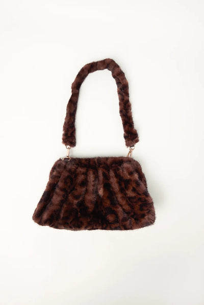 Animal Print - Plush Faux Fur Leopard Print Detachable Shoulder Bag by Blue Vanilla
