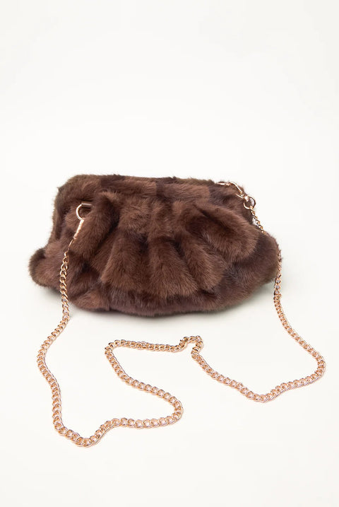 Faux Fur Chain Strap Shoulder Bag by Blue Vanilla