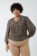 Curve Animal Printed Wrap Front Deep Hem Band Top by Blue Vanilla