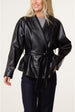 Peplum Wrap Belted Jacket by Blue Vanilla