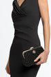 Aftershock London Black Pearl And Crystal Clutch Bag With Silver Details
