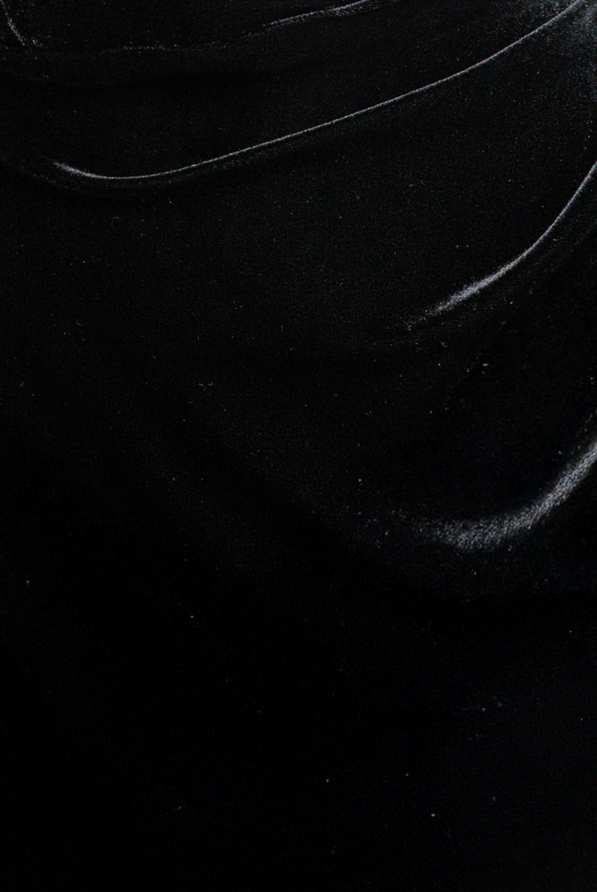 Off The Shoulder Deep Plunge Velvet Maxi Dress - Black DR4692
