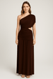 One Shoulder Draping Detailed Side Cut Out Maxi Dress by Avinci