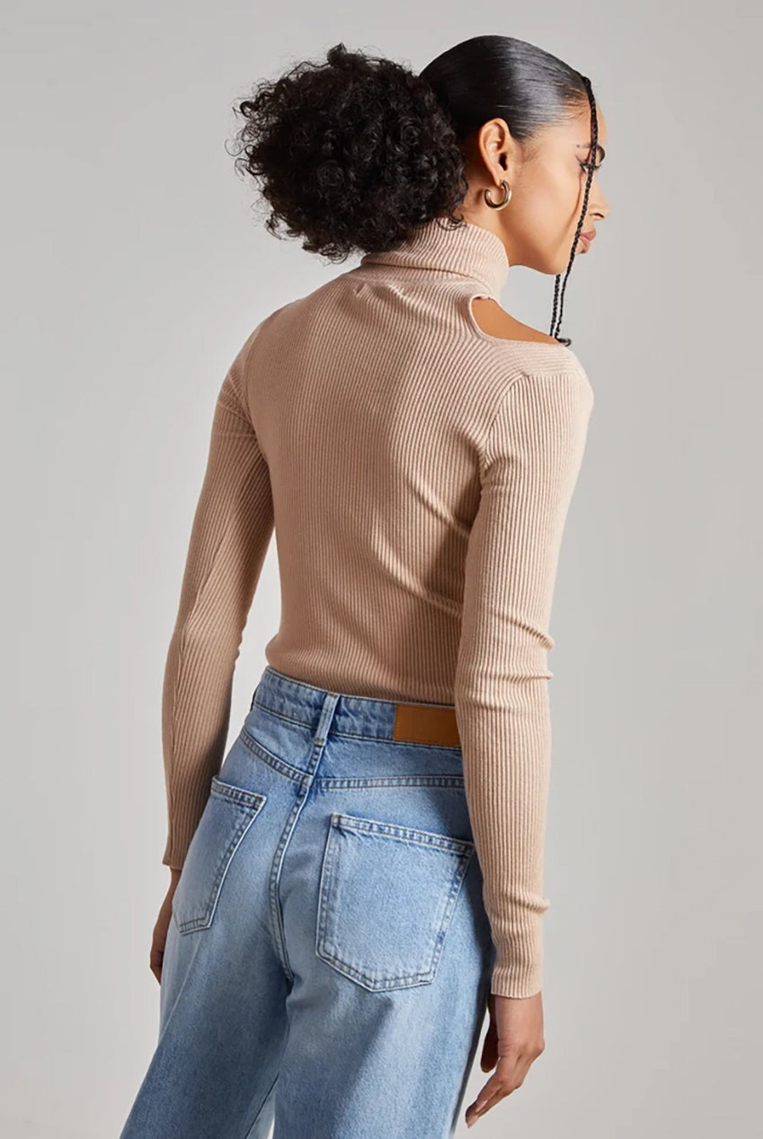 Knit Cut Out Turtle Neck Top PV1341