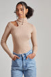 Knit Cut Out Turtle Neck Top by Pink Vanilla