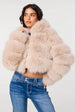 Hooded Pelted Fur Jacket by Pink Vanilla