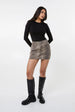 Leopard Print Denim Mini Skirt by Pink Vanilla