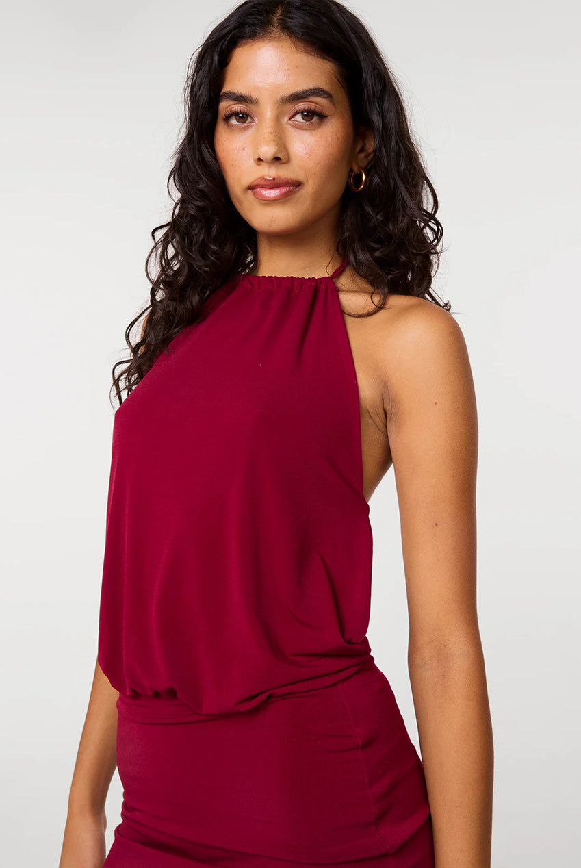 Jersey Waist Halterneck Dress PV6756IT034
