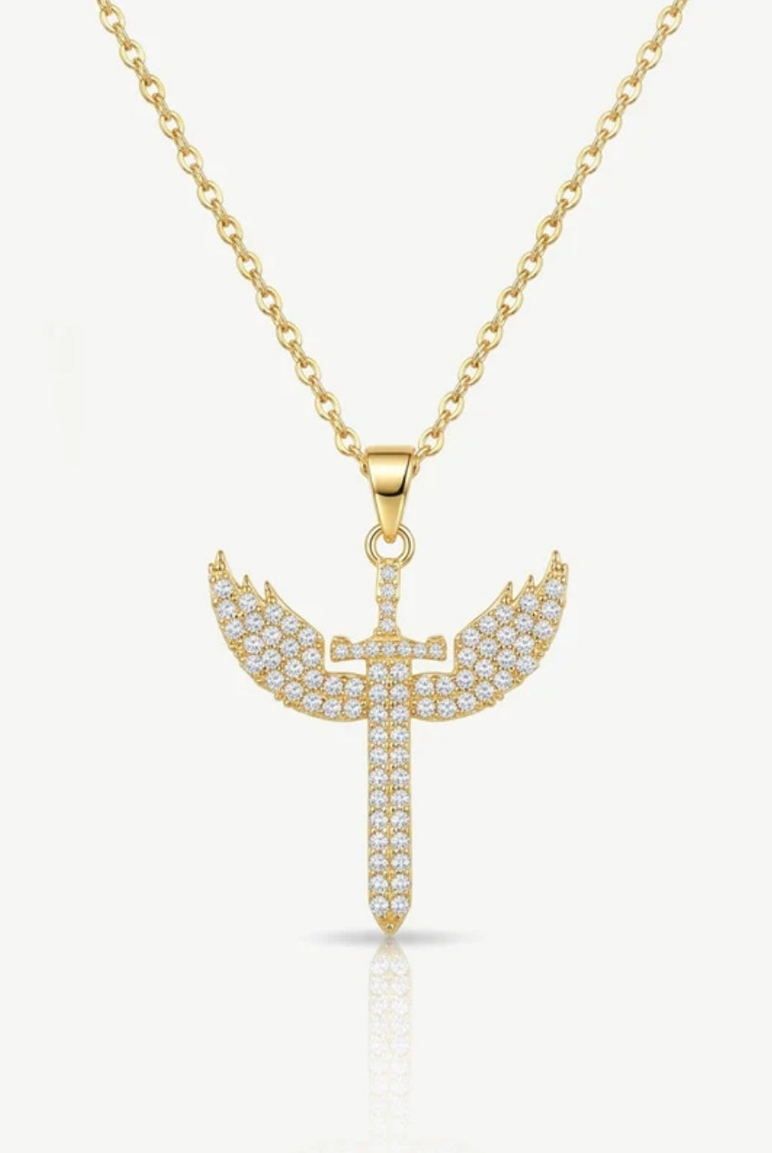Pave Winged Cross Necklace 654