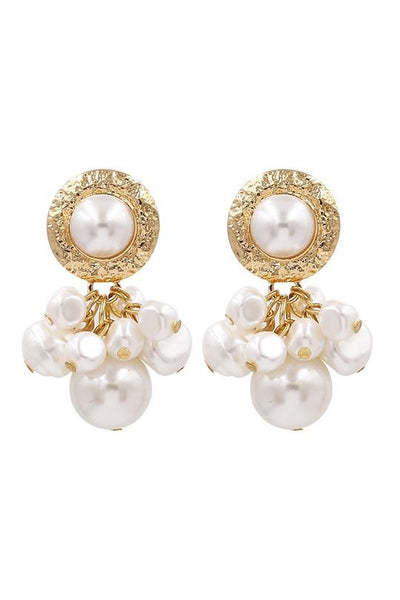 Gold - Pearl Detail Earrings by Bella Barnett