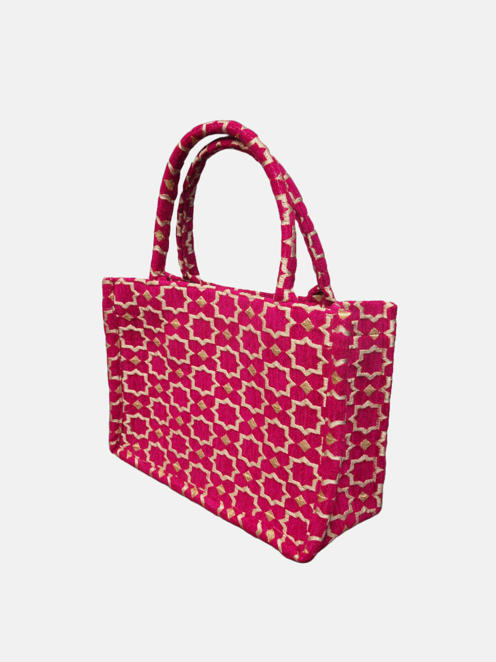 Moroccan Geometric Print Fabric Tote Bag In Pink 8003