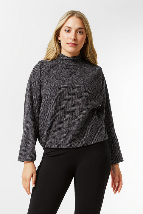 Curve Puffball High Neck Top by Blue Vanilla