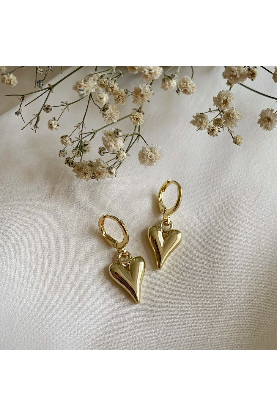 Dainty Gold Puffy Heart Huggie Hoop Earrings puffyhearthuggies