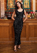 Midi Sleeveless Sequin Dress In Black Velvet by Angeleye