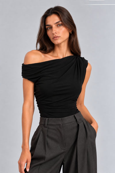 Black - Raven Black Off The Shoulder Top by Honor Gold