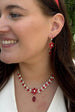 Red Crystal Flower Necklace by QueenMee Accessories