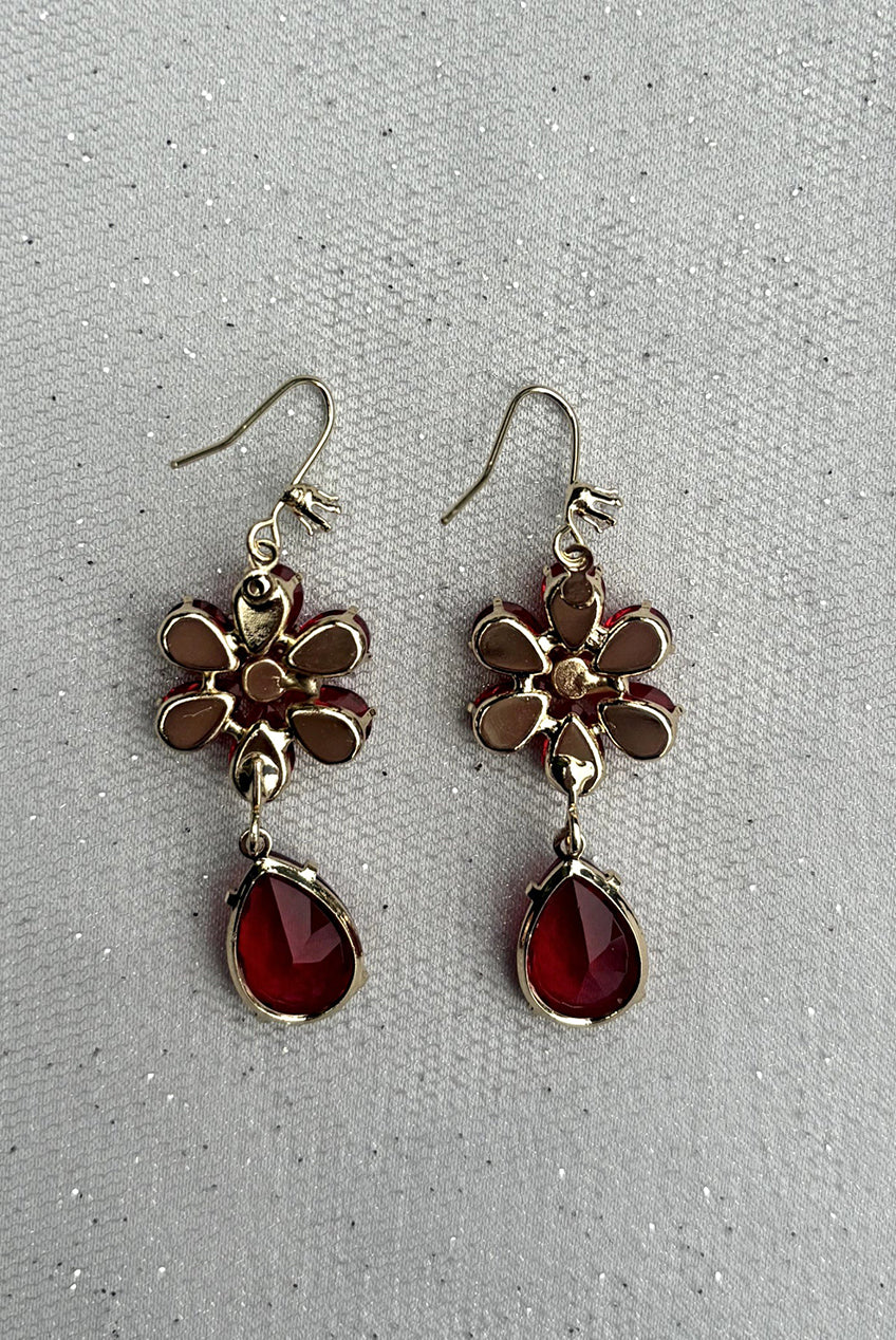 Red Drop Earrings Flower Earring405