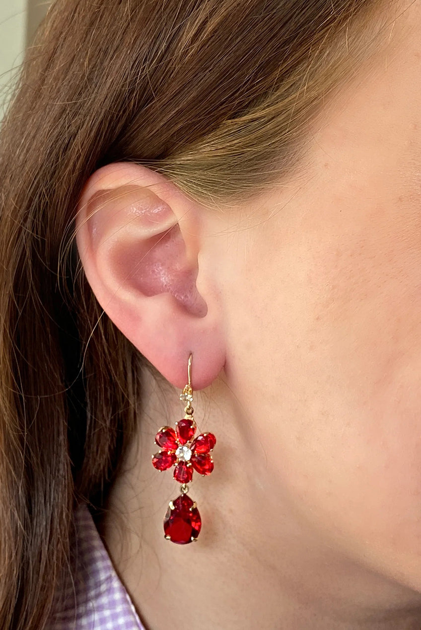 Red Drop Earrings Flower Earring405