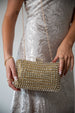 Gold Diamante Clutch Bag by SVNX