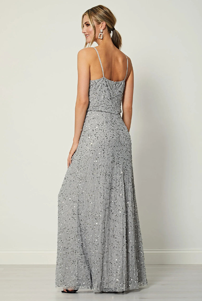 Cami Sequin Embellished Maxi Dress In Grey S025291GRYF