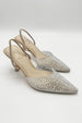 Kiana Diamante Embellished Sling Back Pointed Toe Court Shoes In Nude by Miss Diva