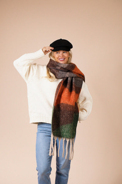 Brown - Chunky Scarf In Brown Orange by SVNX
