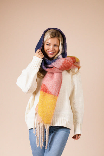 Pink - Chunky Scarf In Pink Yellow by SVNX