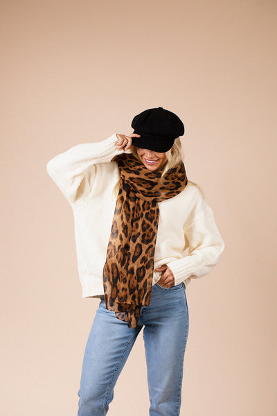 Brown - Scarf In Brown Leopard by SVNX