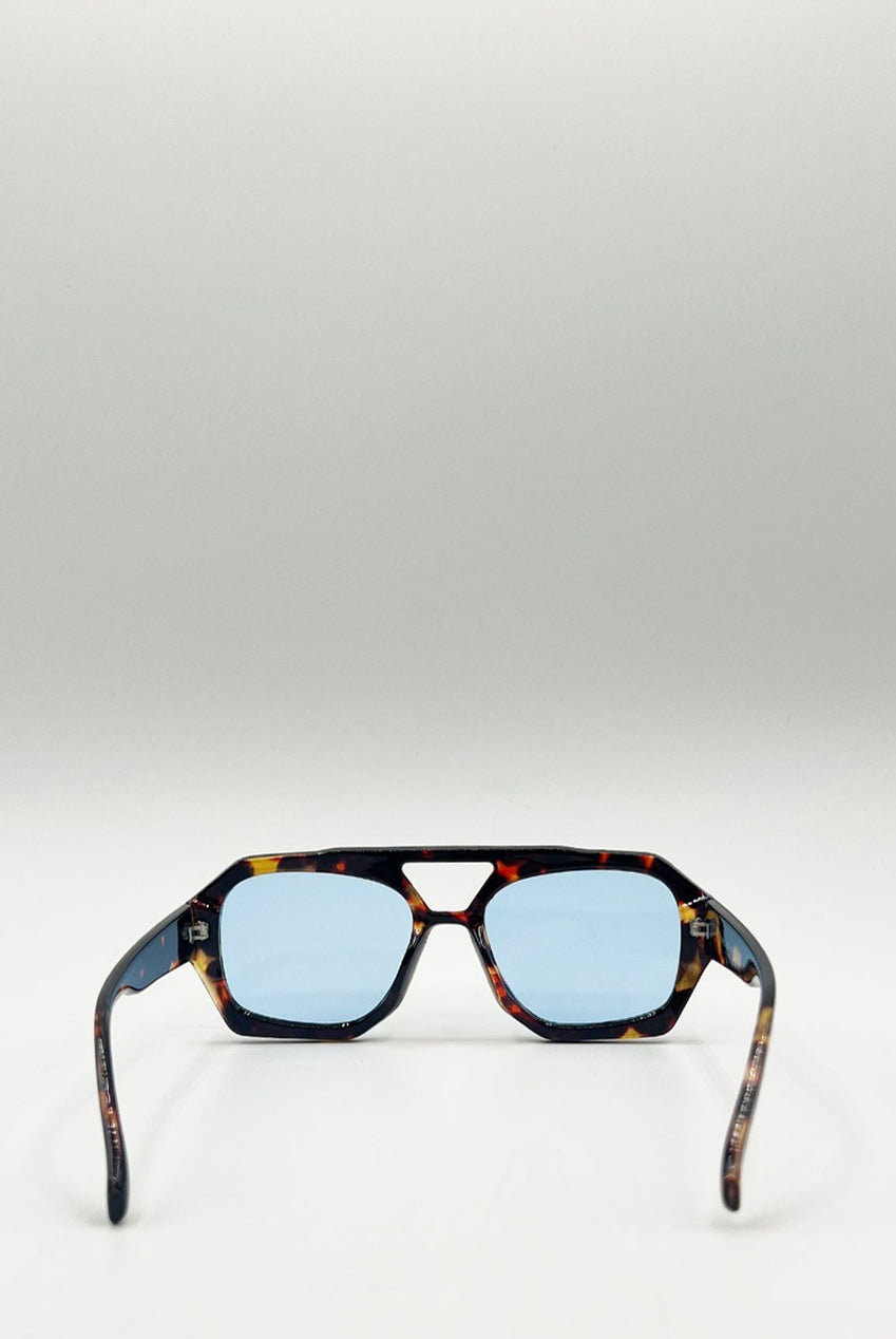 Tortoiseshell Navigator Sunglasses With Blue Lenses SG2500320