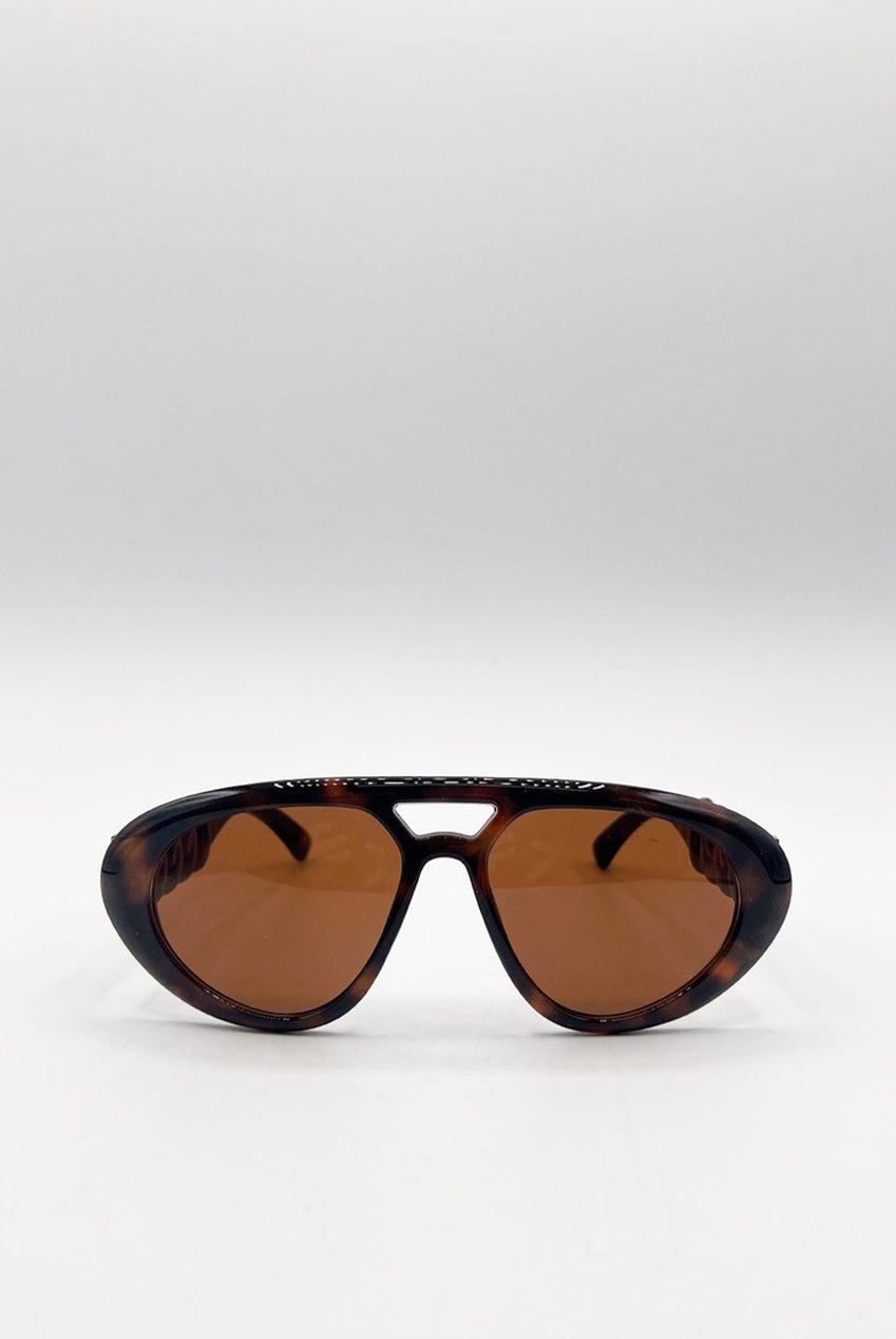 Chunky Aviator Sunglasses In Orange SG2500405