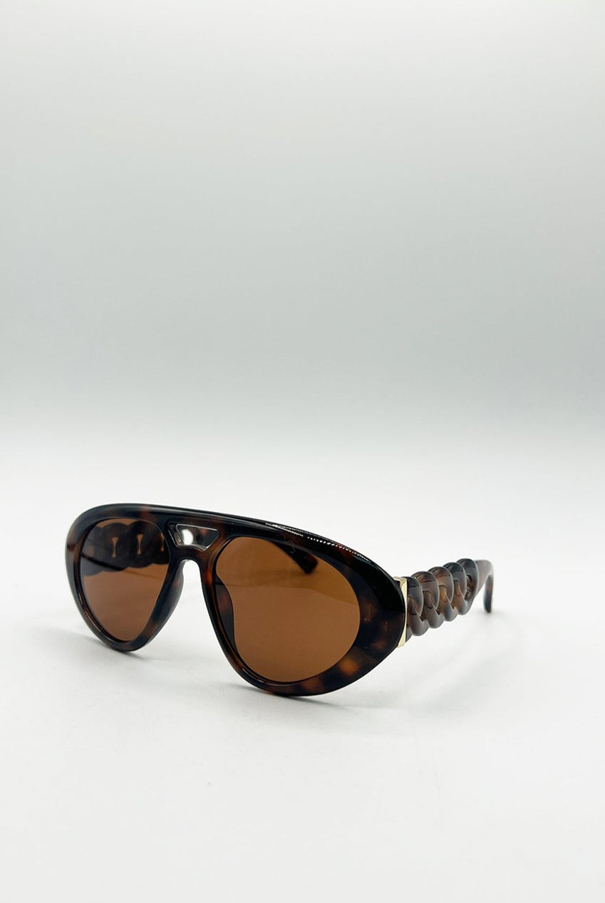 Chunky Aviator Sunglasses In Orange SG2500405