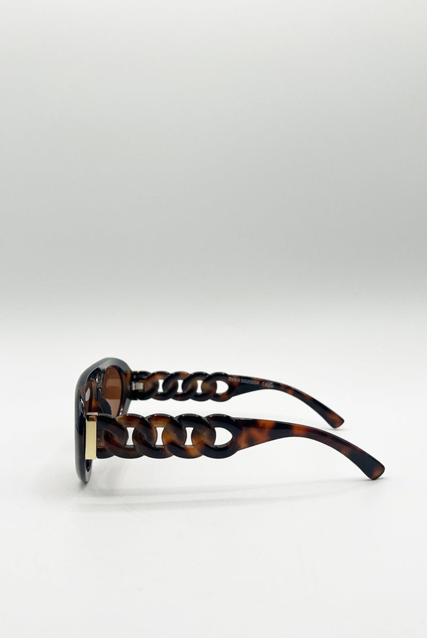 Chunky Aviator Sunglasses In Orange SG2500405