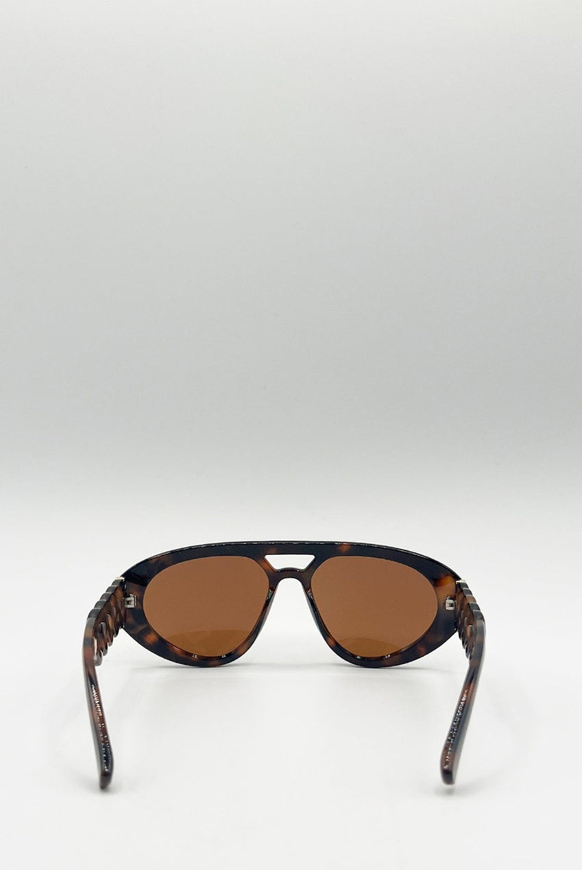 Chunky Aviator Sunglasses In Orange SG2500405